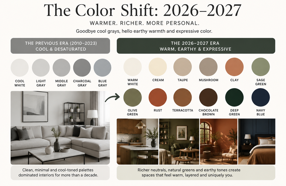 interior design 2026 color palette changes